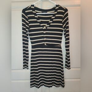 Fate black rainbow stripe ribbed long sleeve dress